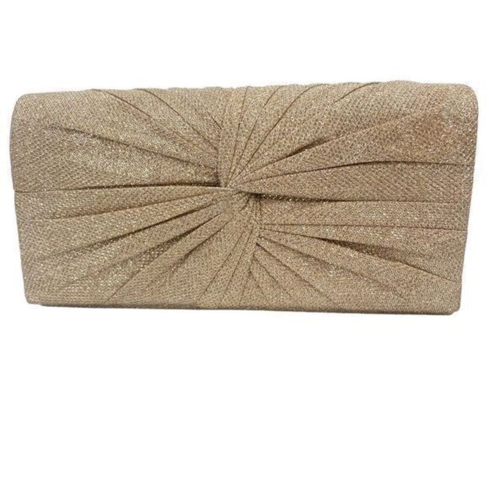 D’Margeaux Glitter Metallic Knot Clutch Purse